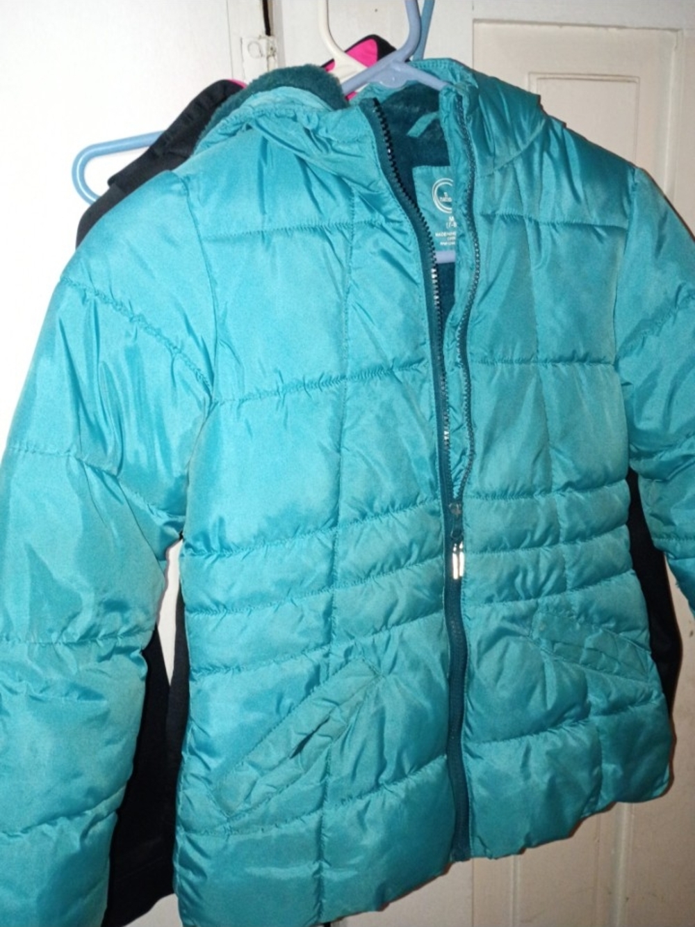 Kids Teal Puffer Jacket with Hood